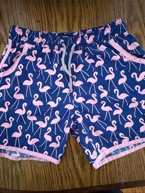 Tom & Teddy Blue Swim Trunks with Pink Flamingo Pattern size 11/12 girls